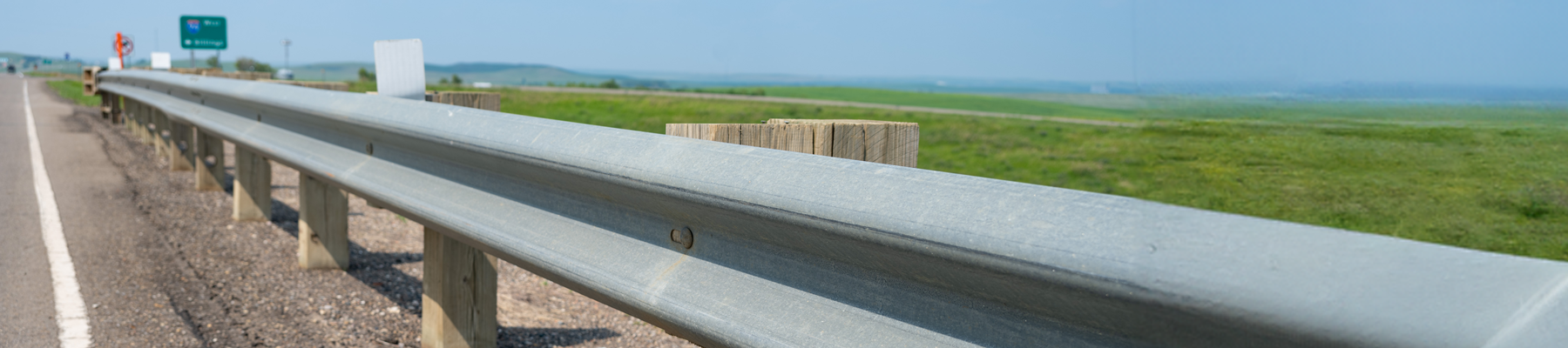 Guardrail on the side of Interstate 94 in North Dakota.