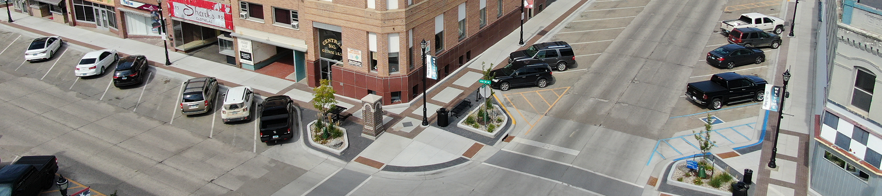 Completed urban revitalization project in downtown Devils Lake North Dakota.