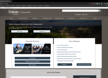 North Dakota Game and Fish website screenshot
