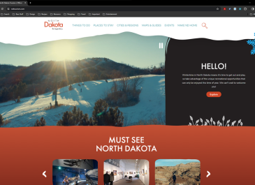 North Dakota Tourism website screenshot.