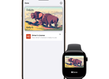 Apple iPhone and Apple Watch displaying the ND mobile ID in Apple Wallet