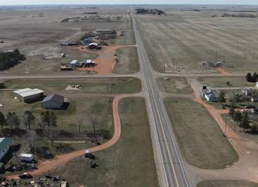 Aerial view homesteads near US 85 Expansion - 10 Miles North of Jct I-94 Near Gorham Jct