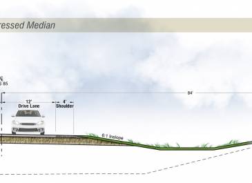 Typical section: 4-lane divided, depressed median