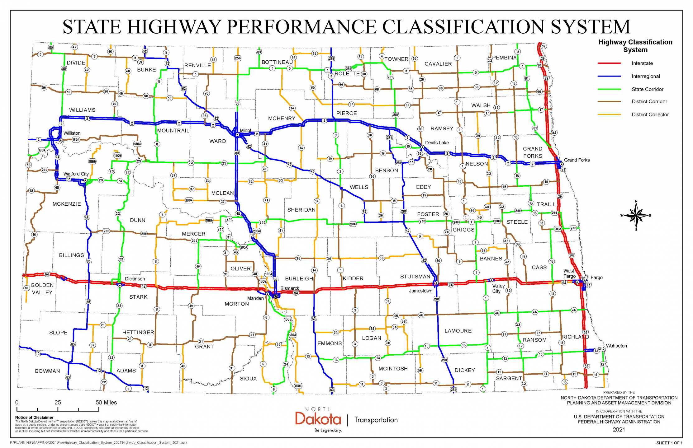 State Highway Performance Classification System map