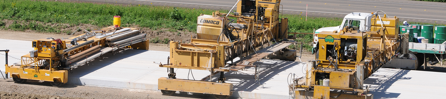 Road paver machines on Interstate 94 in North Dakota.