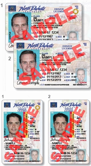 REAL ID and non-REAL ID examples from before August 2023.