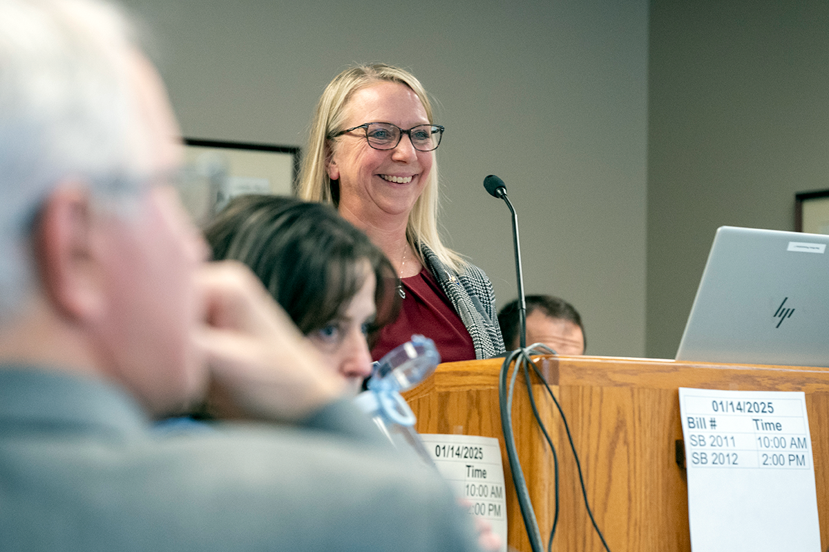 Robin Rehborg testifies before a senate committee