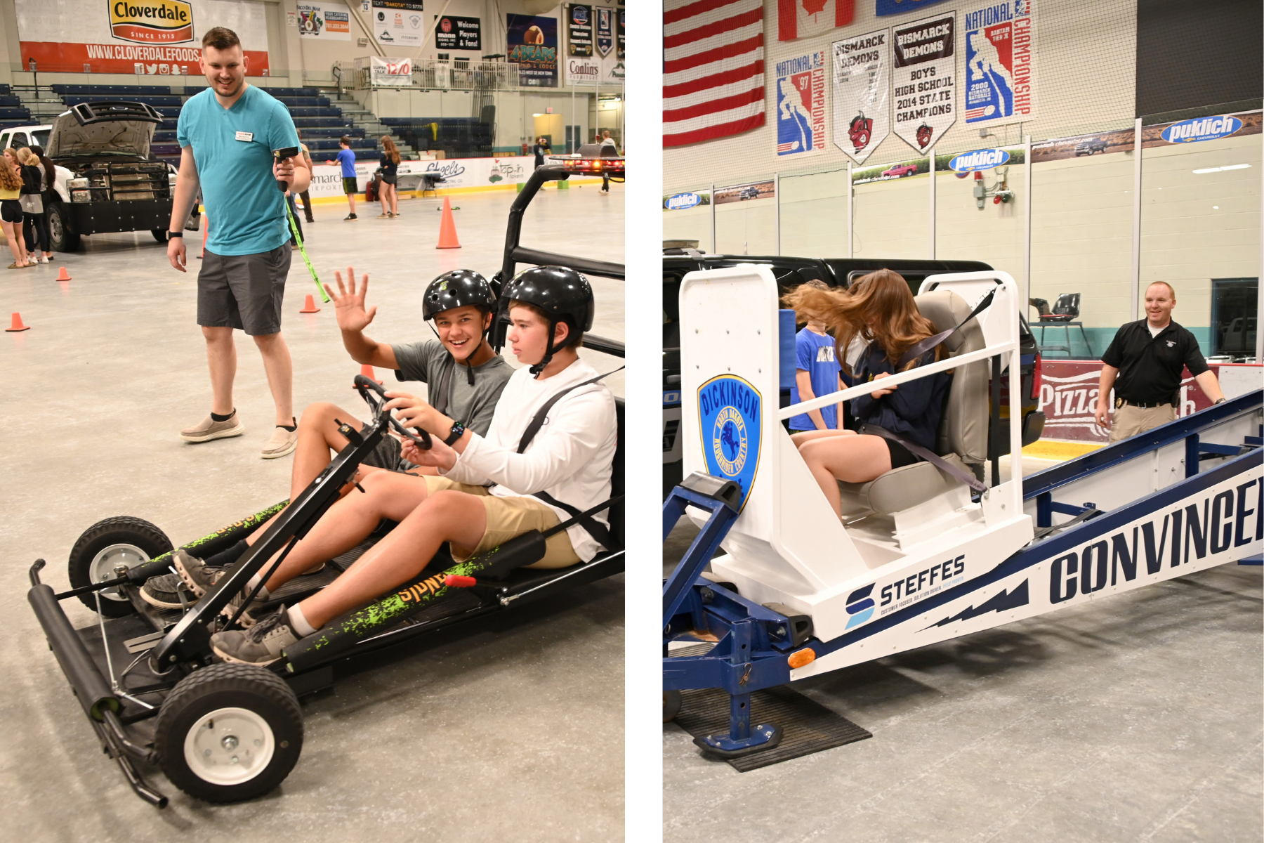 Teens explore modules that simulate impaired driving.