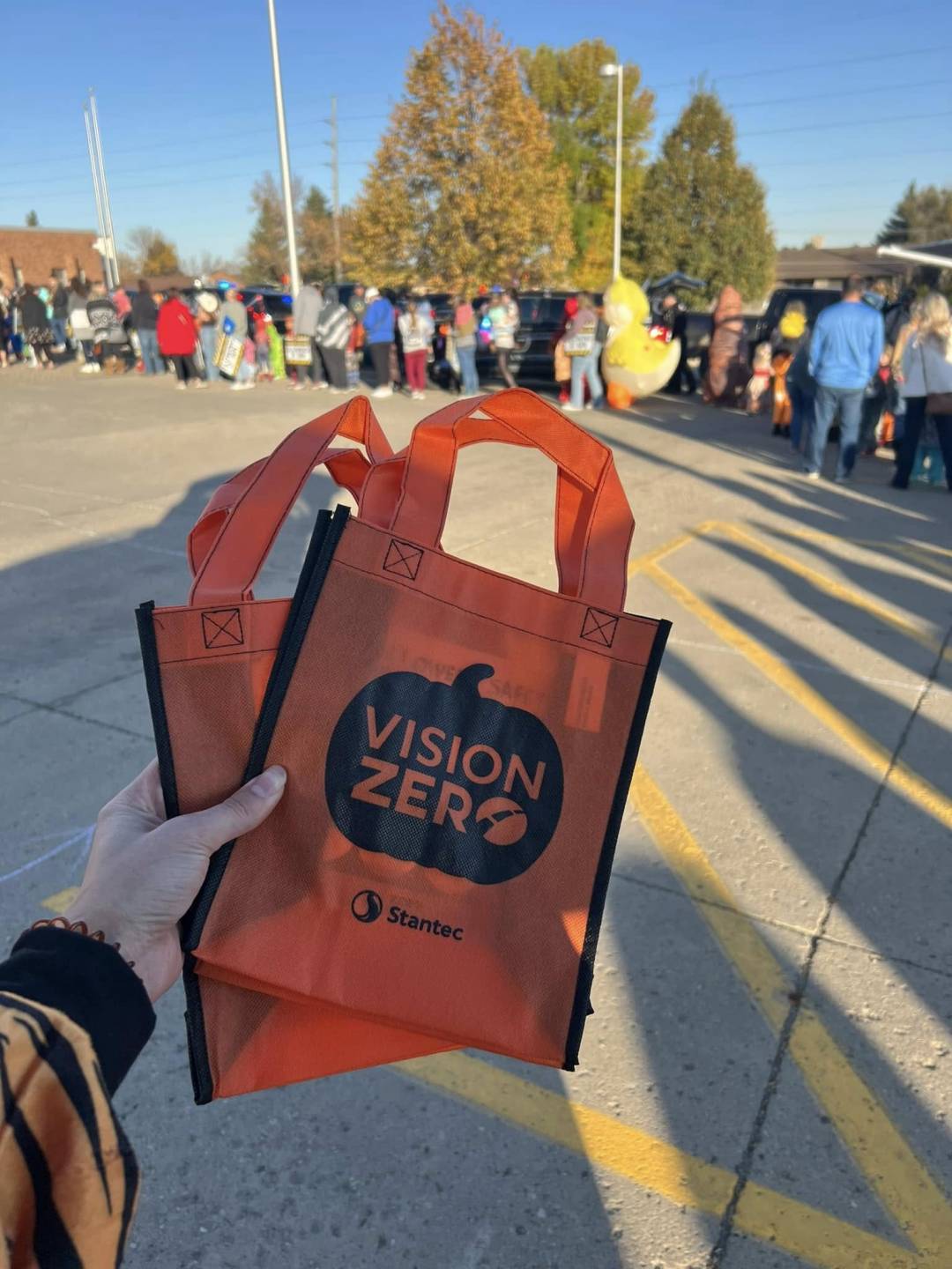 An orange bag says Vision Zero