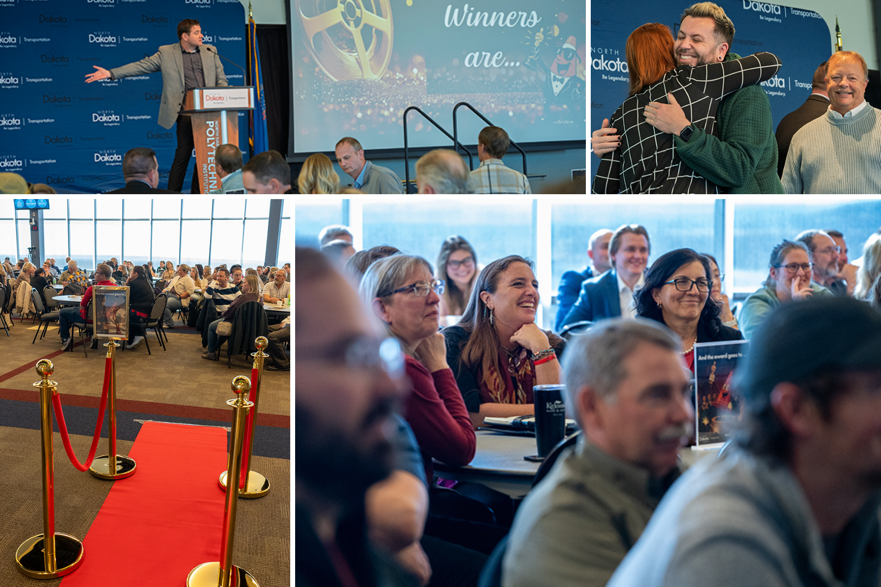 A compilation of smiling people at the event