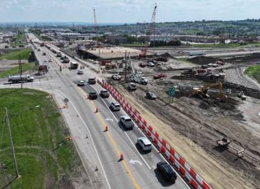 June '25 New bridge construction, temporary pedestrian walkway