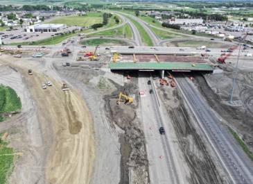 June 25' Aerial view construction of new bridge at Exit 161 Interchange 