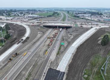 July 2025: East-facing view of construction progress at the Exit 161 interchange.