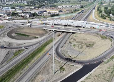August 2025: East work on the I-94 (Exit 161) Interchange project in east Bismarck.