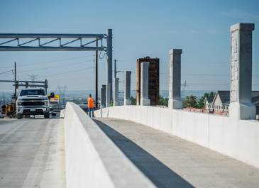 August 2025: New bridge sidewalk at the I-94 (Exit 161) Interchange project in east Bismarck.