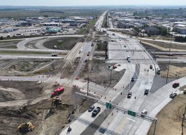 Oct. 2025: South view of I-94 (Exit 161) Interchange, Bismarck.