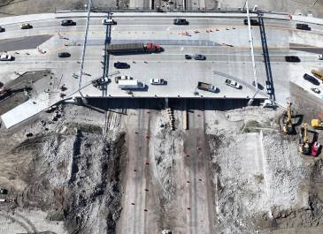 Sept. 2025: Ariel view of new bridge at I-94 (Exit 161) Interchange project, Bismarck.