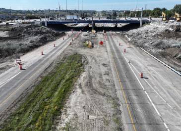 Sept. 2025: Westbound view of I-94 (Exit 161) Interchange project, Bismarck.