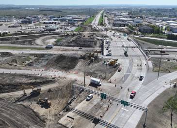 Sept. 2025: Ongoing work at I-94 (Exit 161) Interchange project, Bismarck.
