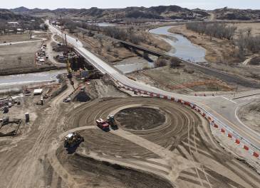Aerial photo of Medora Business Loop and City Section progress April '25