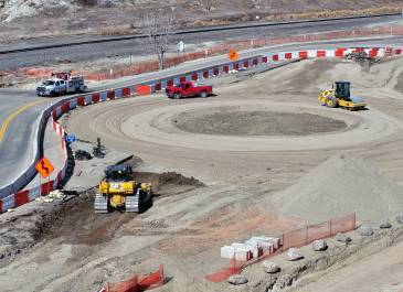 Roundabout installation progress at Pacific Avenue and Chateau Road April '25