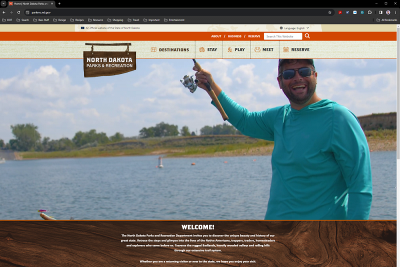 North Dakota Parks and Rec website screenshot.