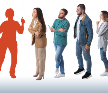 Line of frustrated people with happy person at the front. An arrow points to the person and reads, "This could be You!"