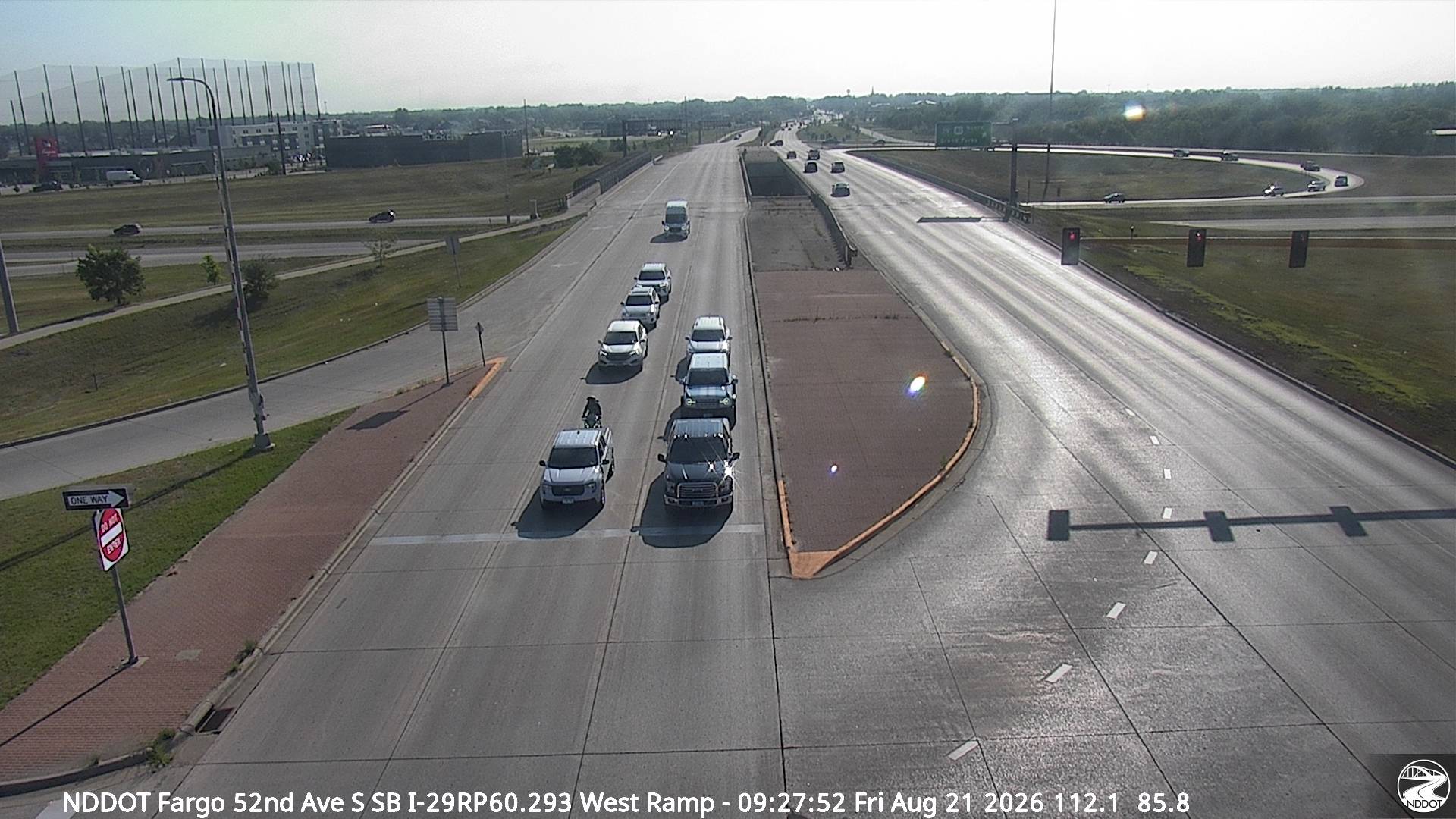 Webcam view of I-29 at 52nd Ave in Fargo, North Dakota at milepost 60.3