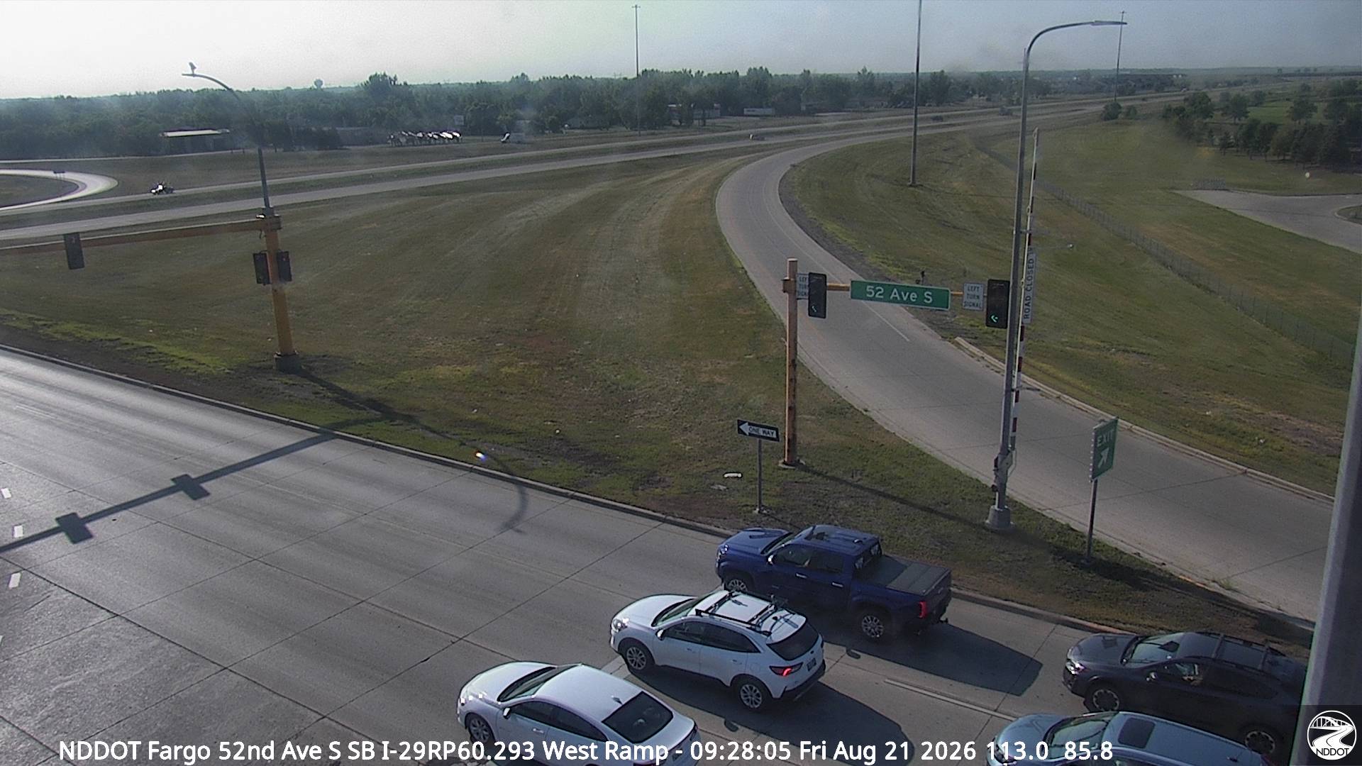 Webcam view of I-29 at 52nd Ave in Fargo, North Dakota at milepost 60.3