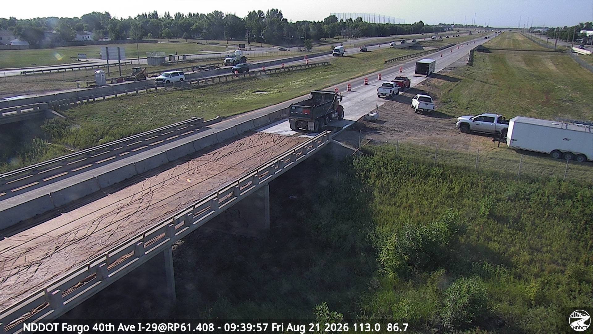 Webcam view of I-29 at 40th Ave in Fargo, North Dakota at milepost 61.4