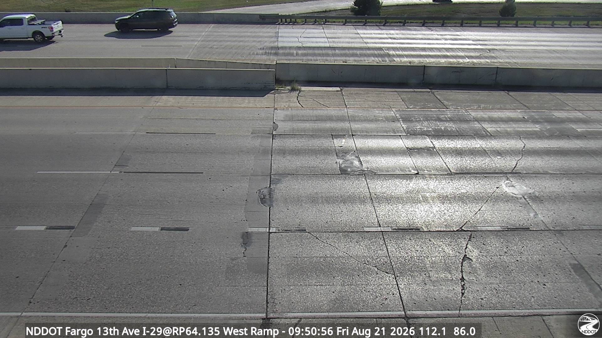 Webcam view of I-29 at 13th Ave in Fargo, North Dakota at milepost 64.1
