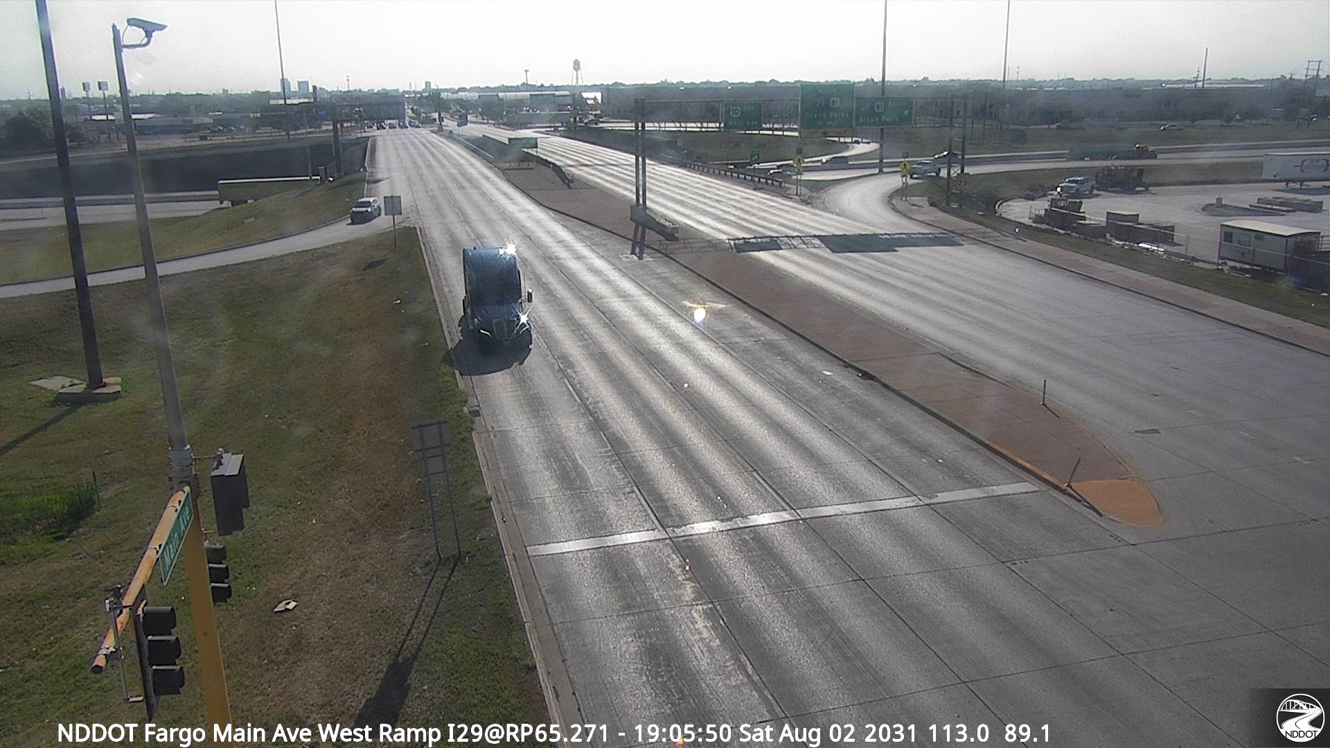 Webcam view of I-29 at Main Ave in Fargo, North Dakota milepost 65.2