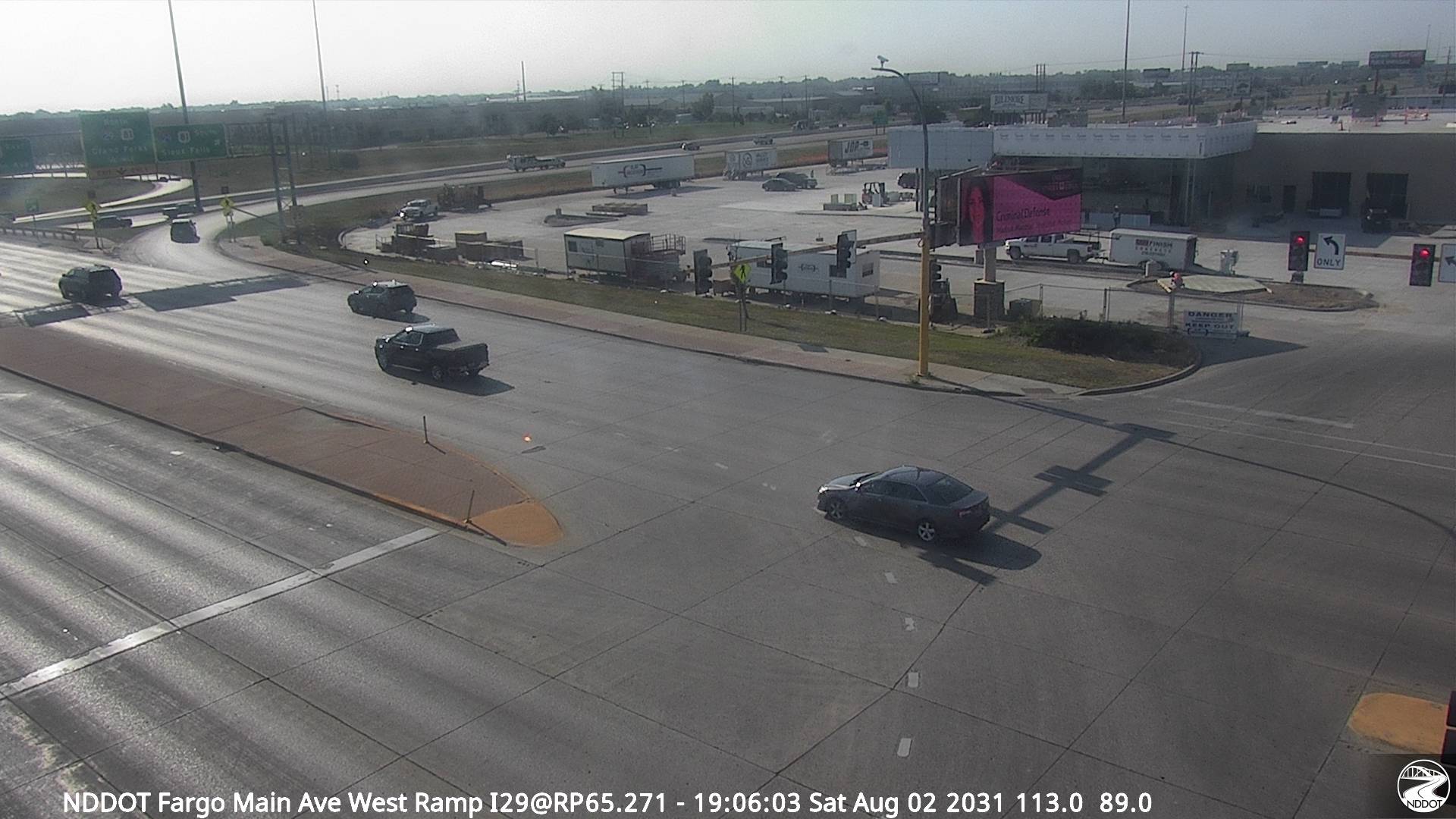 Webcam view of I-29 at Main Ave in Fargo, North Dakota milepost 65.2