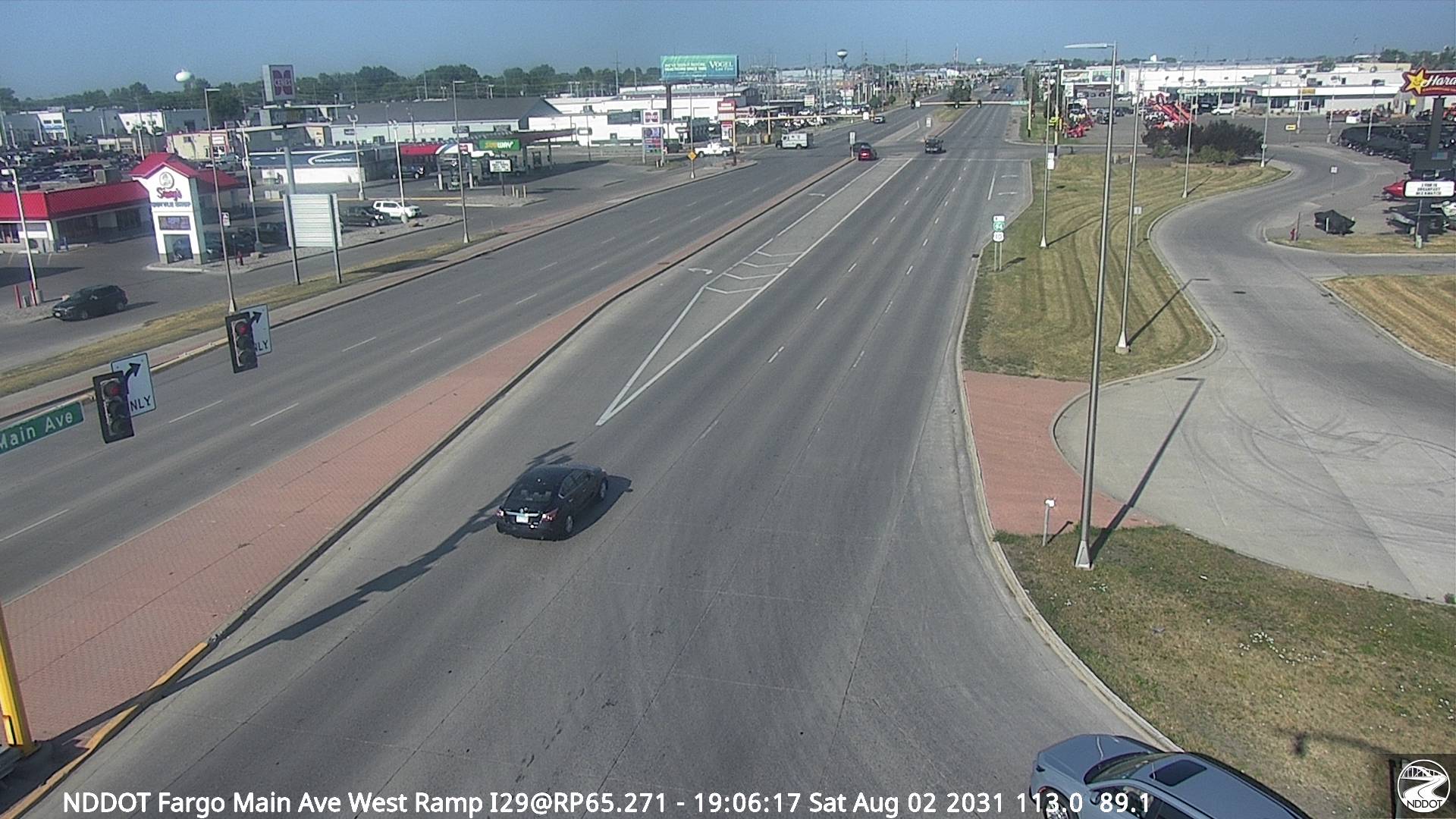 Webcam view of I-29 at Main Ave in Fargo, North Dakota milepost 65.2