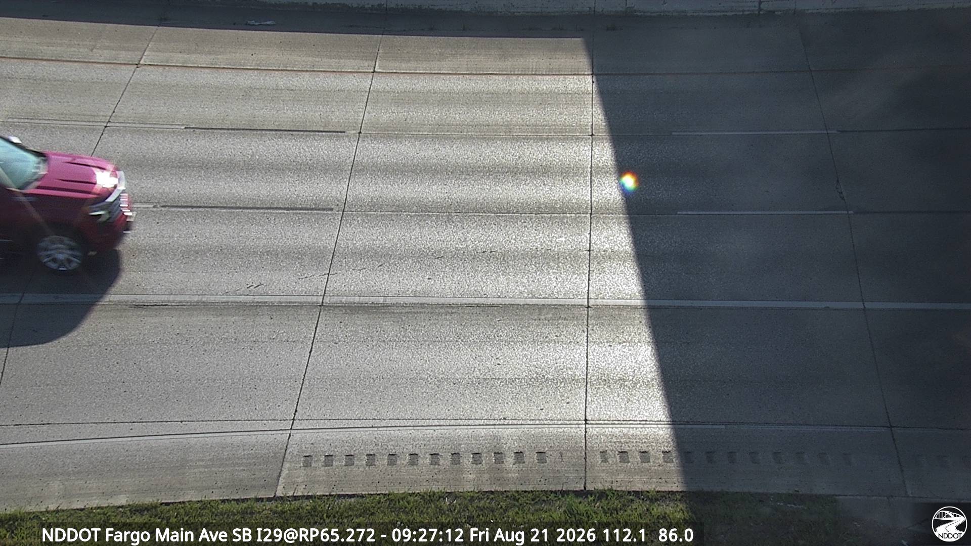 Webcam view of I-29 at Main Ave in Fargo, North Dakota milepost 65.2