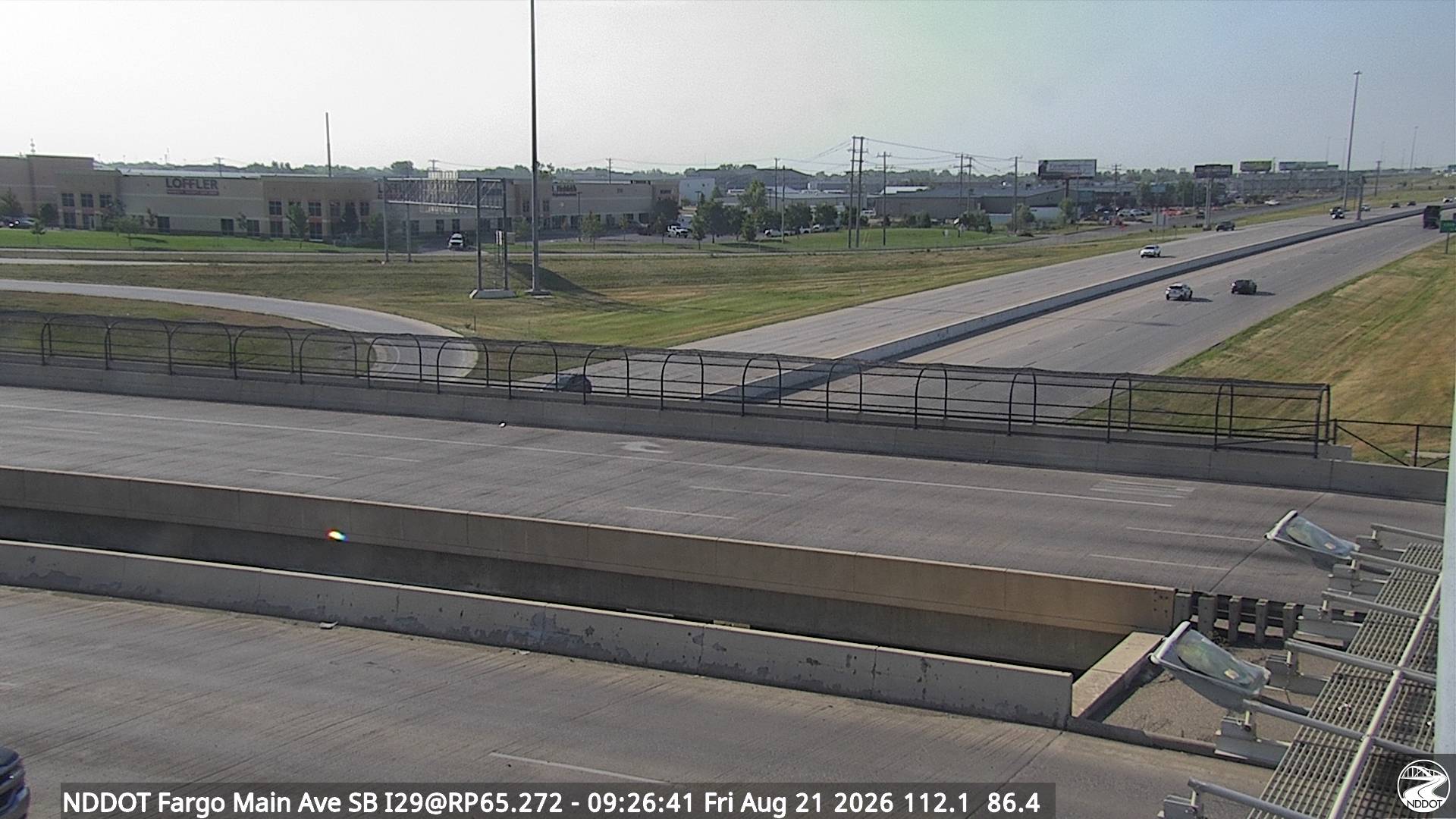Webcam view of I-29 at Main Ave in Fargo, North Dakota milepost 65.2