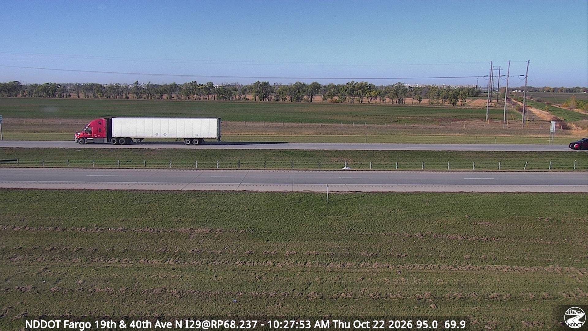 Webcam view of I-29 north of Fargo at Milepost 68.2