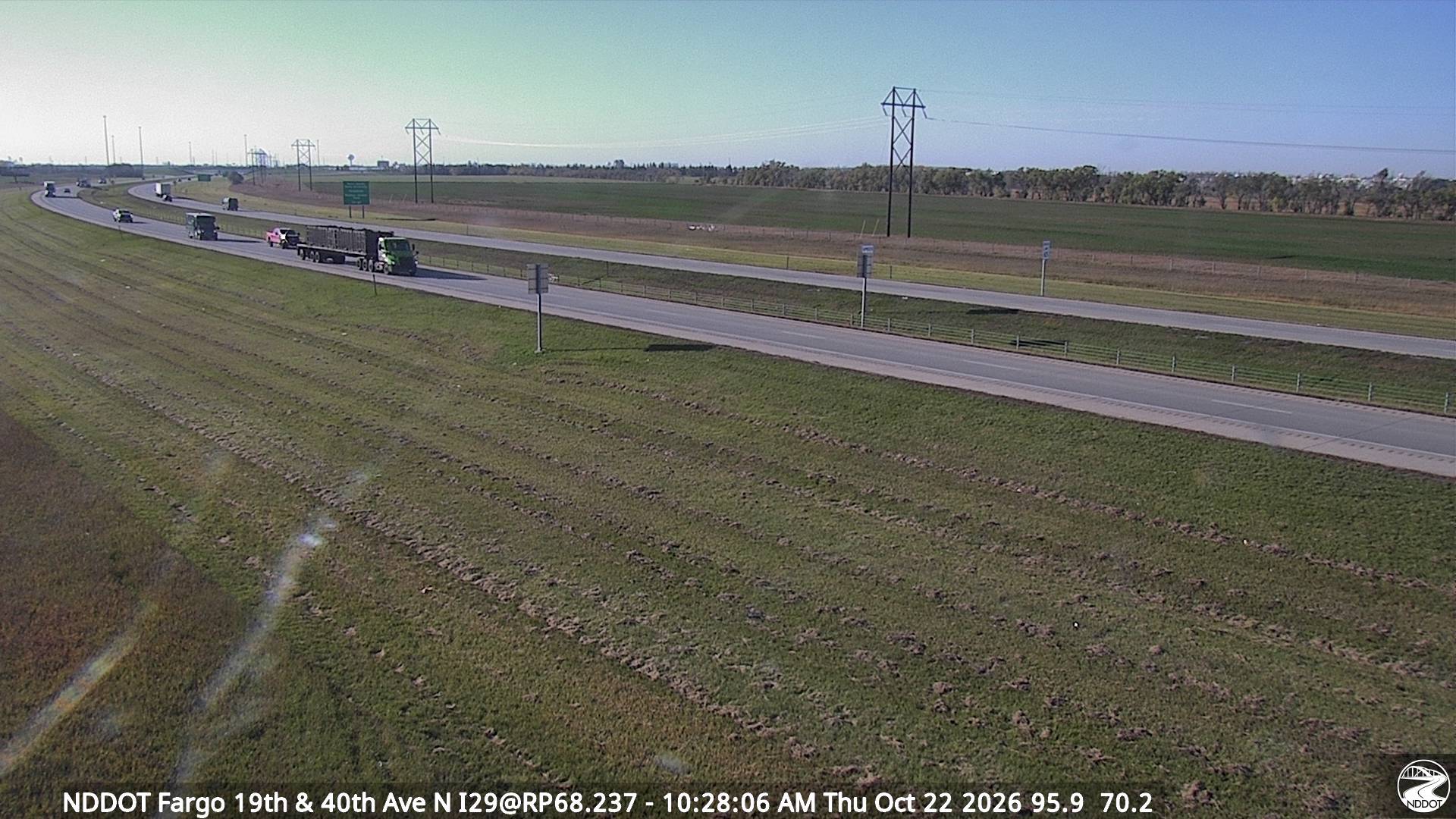Webcam view of I-29 north of Fargo at Milepost 68.2