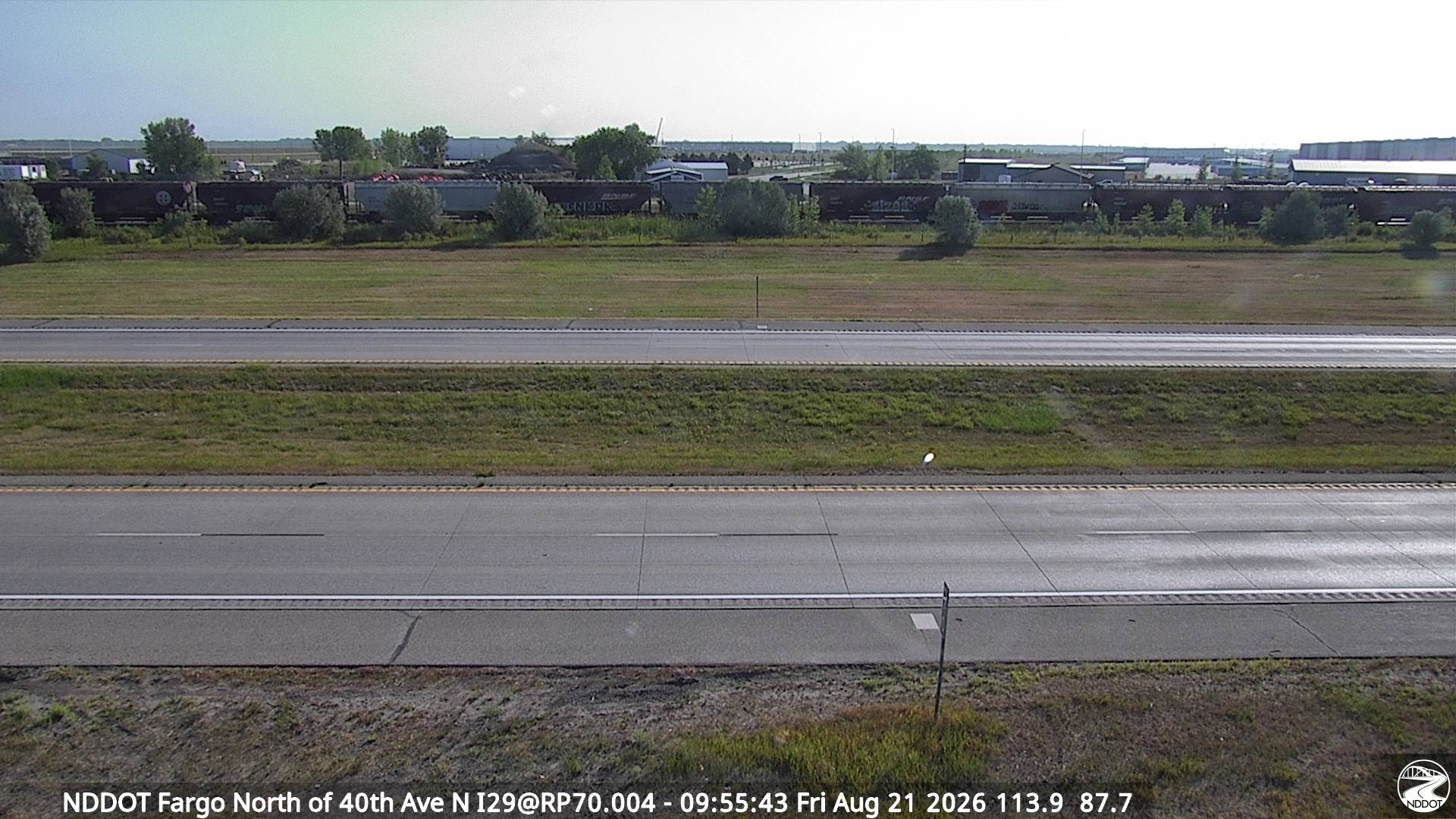 Webcam view of I-29 North of Fargo at milepost 70