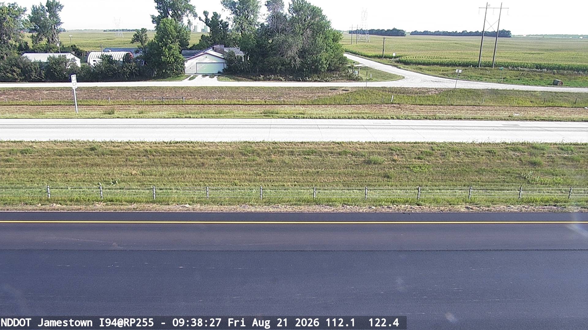 Webcam view of I-94 West of Jamestown, North Dakota
