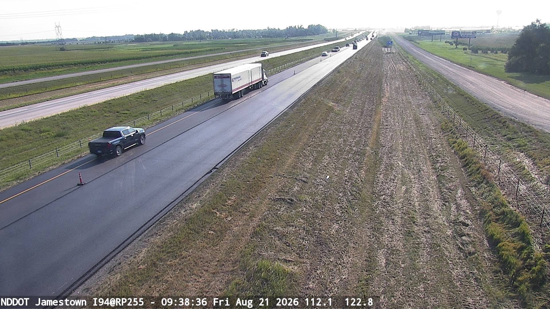 Webcam view of I-94 West of Jamestown, North Dakota