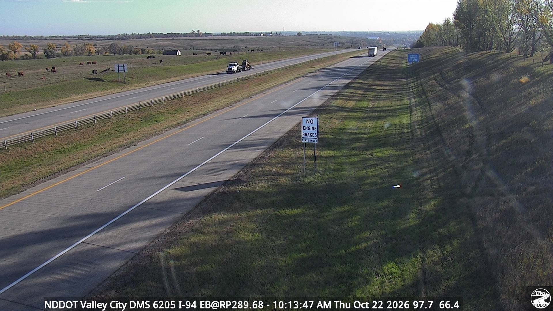 Webcam view of I-94 west of Valley City, North Dakota