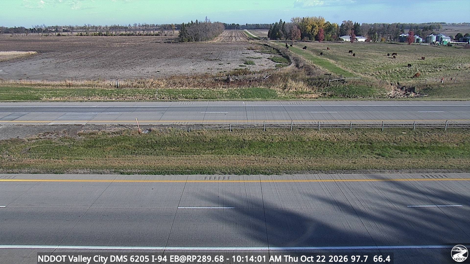 Webcam view of I-94 west of Valley City, North Dakota