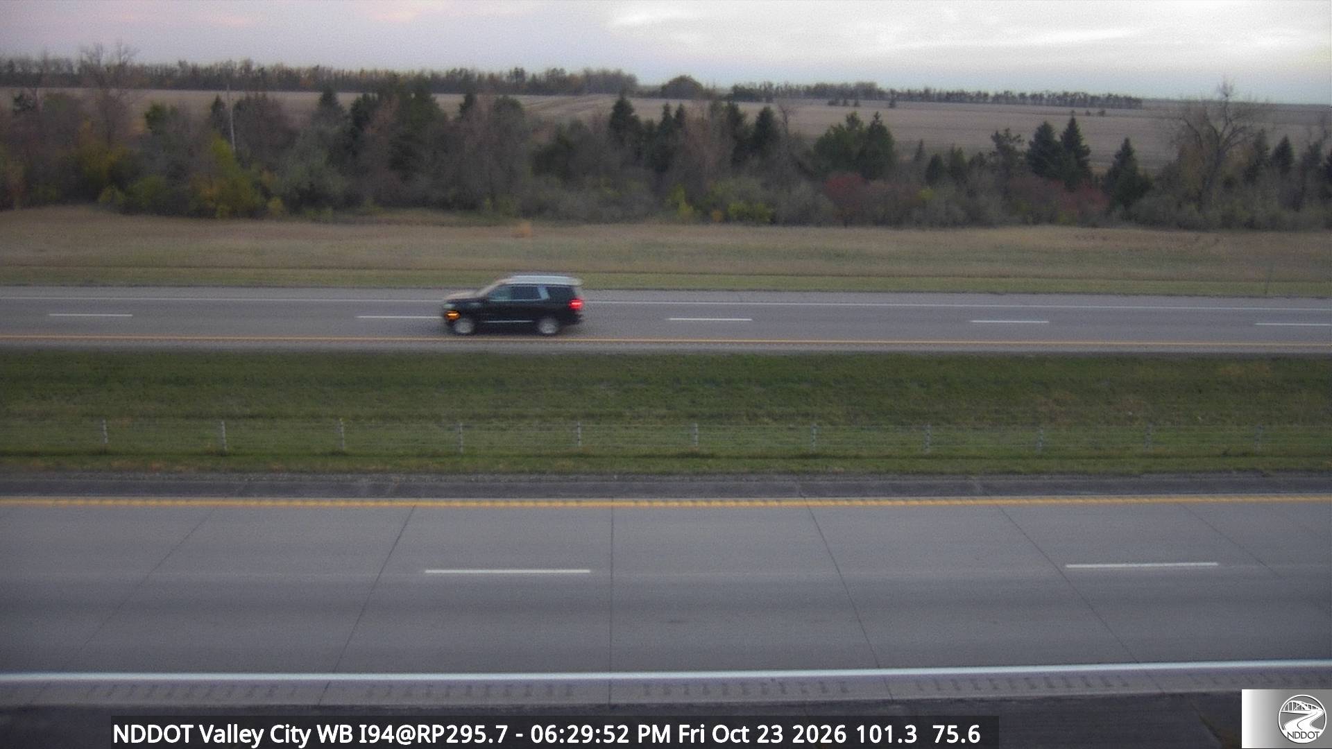 Webcam view of I-94 East of Valley City, North Dakota