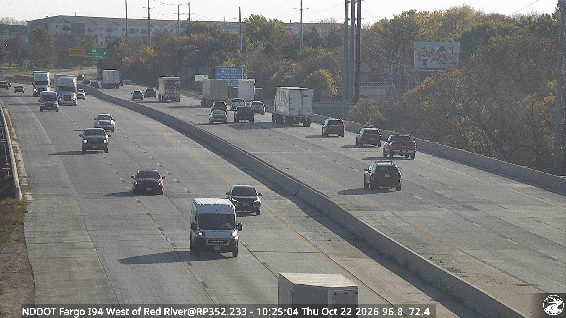 Webcam view of I-94 West of Red River in Fargo, North Dakota