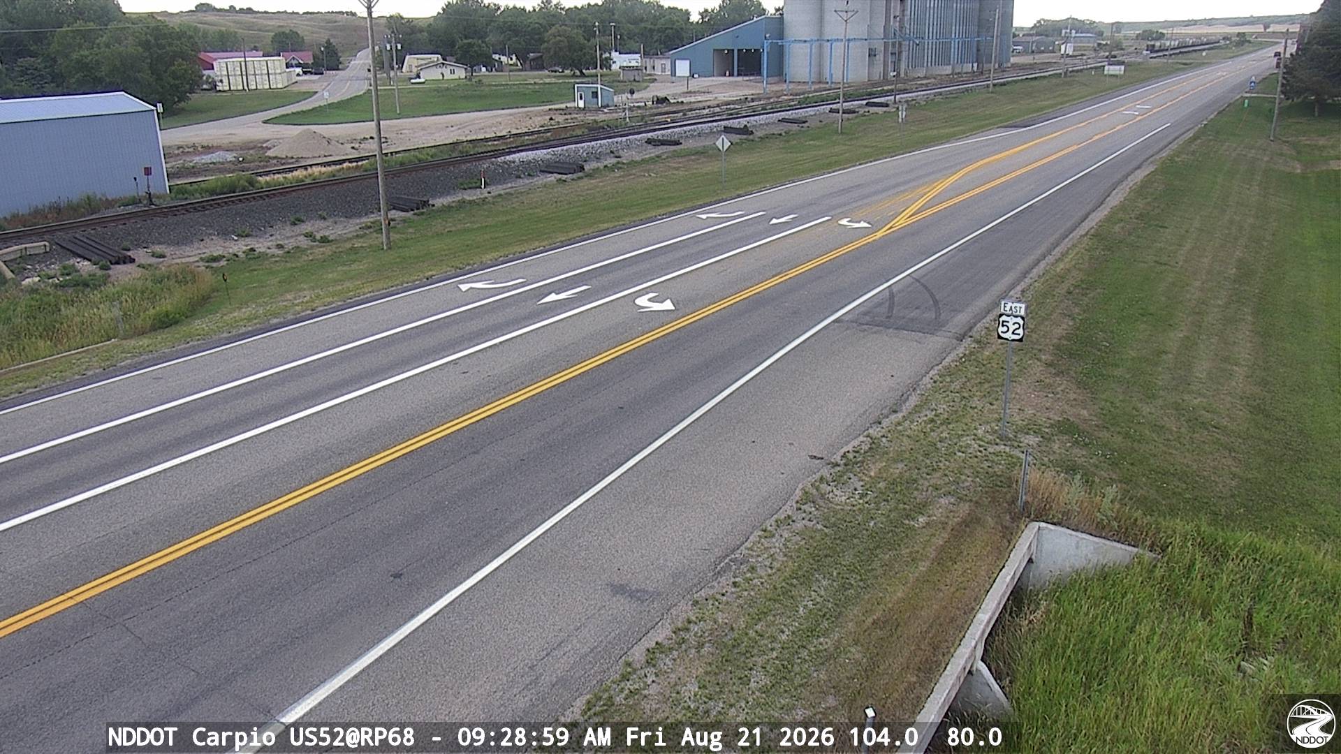 Webcam view of US-52 in Carpio, North Dakota at milepost 68