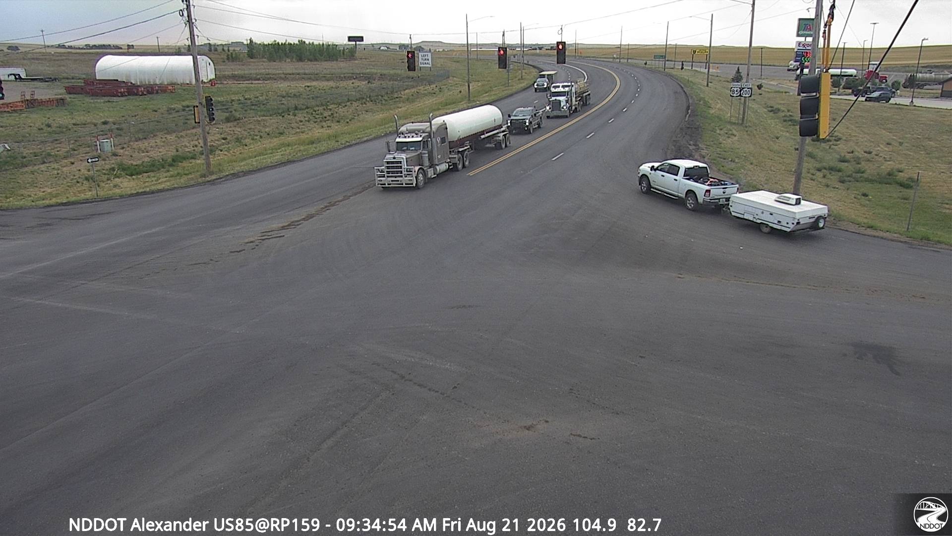 Webcam view of US-85 near Alexander, North Dakota at milepost 159