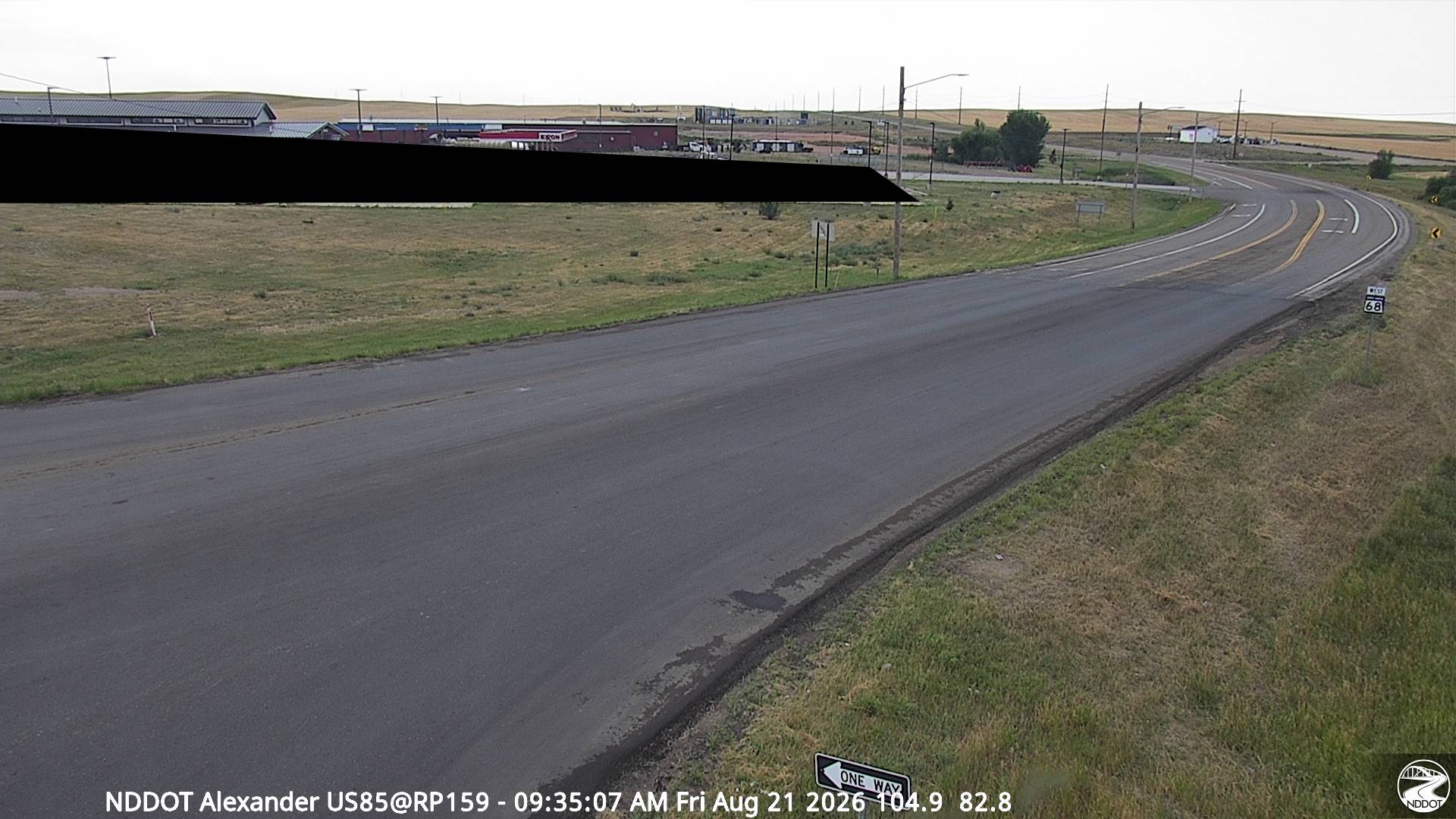 Webcam view of US-85 near Alexander, North Dakota at milepost 159