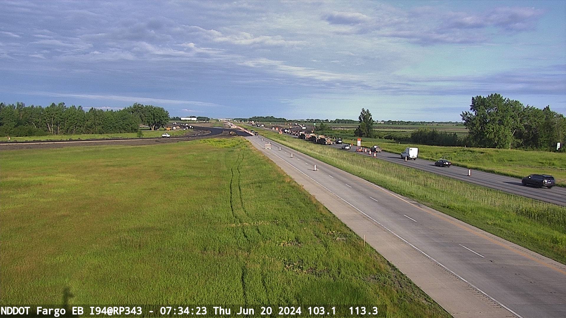 Traffic Cam I-94 E (MP: 342.800) West Fargo East Bound - West